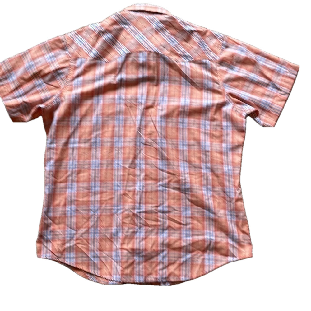 Wrangler Mens Large Orange Plaid Short Sleeve Western Shirt - Picture 5 of 5